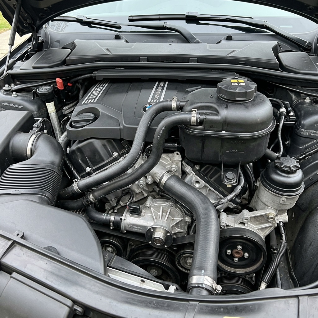 BMW coolant system expansion tank and hoses