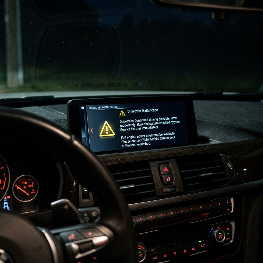 BMW drivetrain malfunction warning on dashboard
