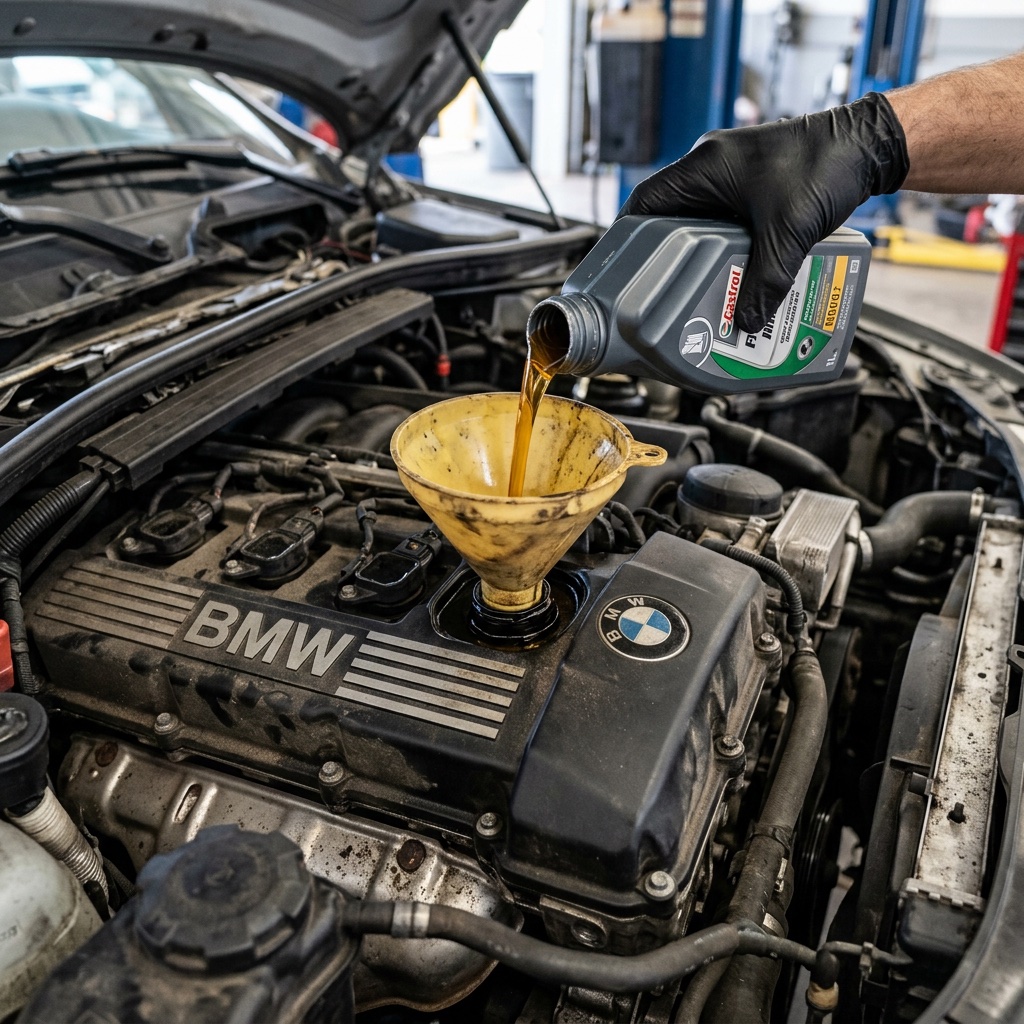 BMW engine oil change service